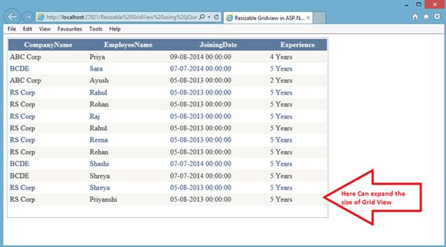 expend the size of grid view